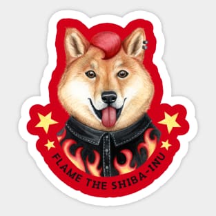 Watercolor Flame the shiba-inu Sticker